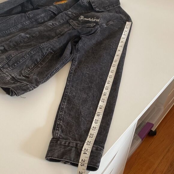 Embellished Black Oversized Denim Jacket Size L - Picture 11 of 11